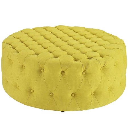 MODWAY 16.5 H x 40 W x 40 L in. Amour Upholstered Fabric Ottoman, Tufted Sunny EEI-2225-SUN
